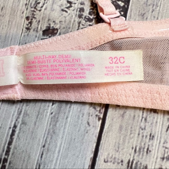 PINK Victoria’s Secret Light Pink Lace Multi-Way Demi Bra. Size 32C. - Picture 6 of 8